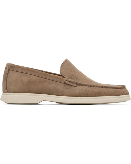 Boss Natural Deed-Logo Suede Loafers for men