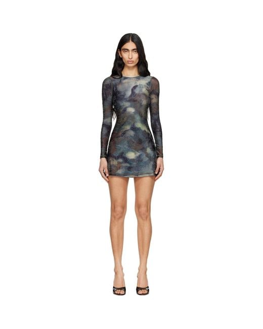 DIESEL Black Printed Crystal Details Minidress