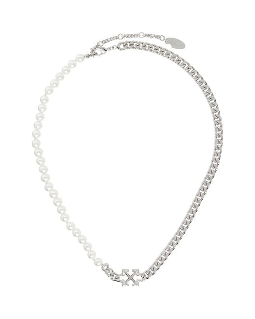 Off-White c/o Virgil Abloh Natural Arrow Faux-Pearl Chain Necklace for men