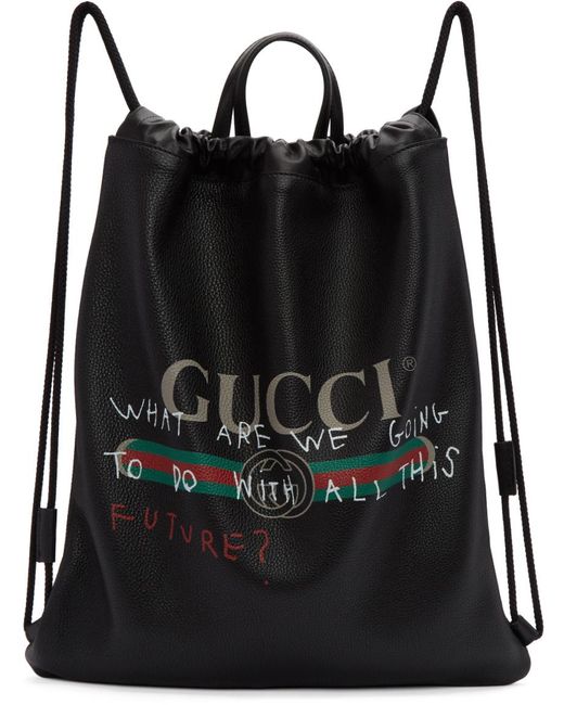 Gucci Black Coco Capitán Edition 'fake ' Drawstring Backpack for Men | Lyst