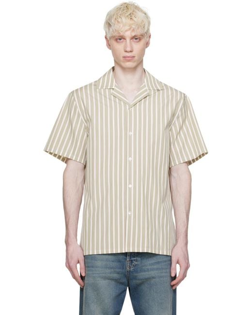 Lanvin Natural Green Striped Shirt for men