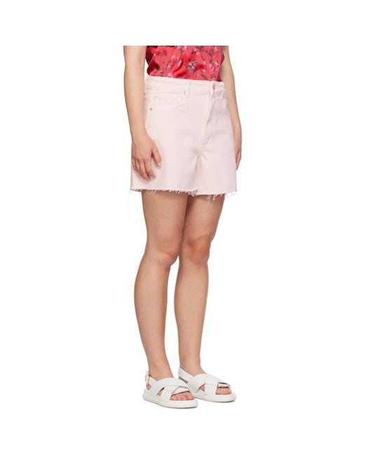 Ganni Pink Frayed Edge Denim Shorts