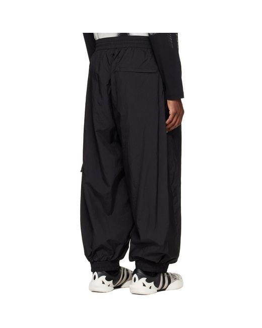 Y-3 Black Raw Edge 3 Stripes Nylon Shell Track Pants for men