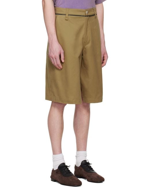 Martine Rose Natural Khaki Twisted Skate Shorts for men