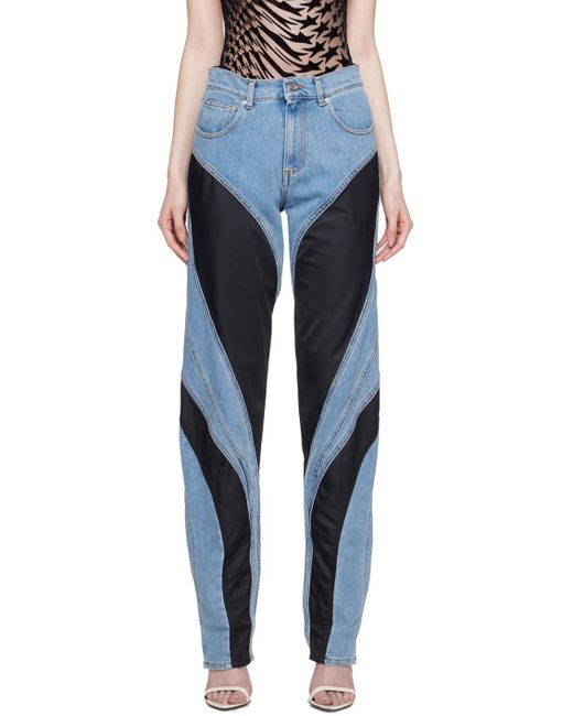Mugler Blue & Black Spiral Jeans