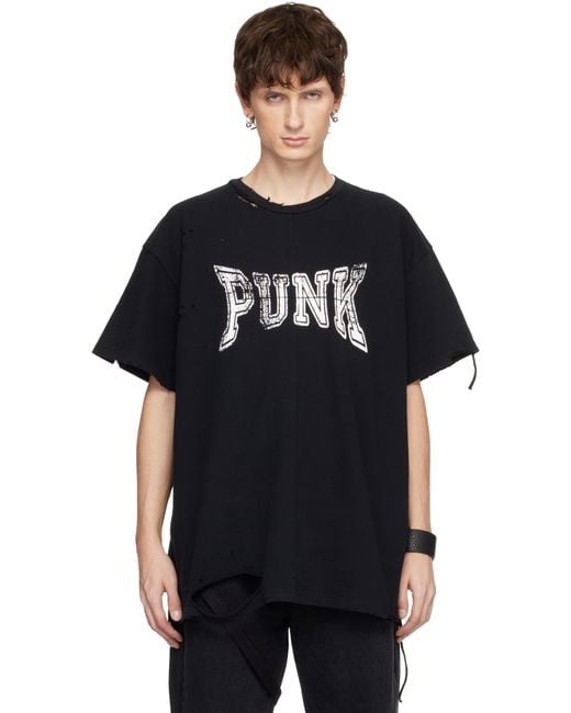 MATIERES FECALES Black Knit 'Punk' T-Shirt for men