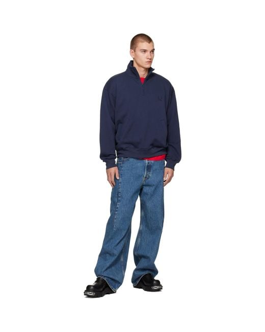 Vetements Blue Quarter-Zip Sweatshirt for men