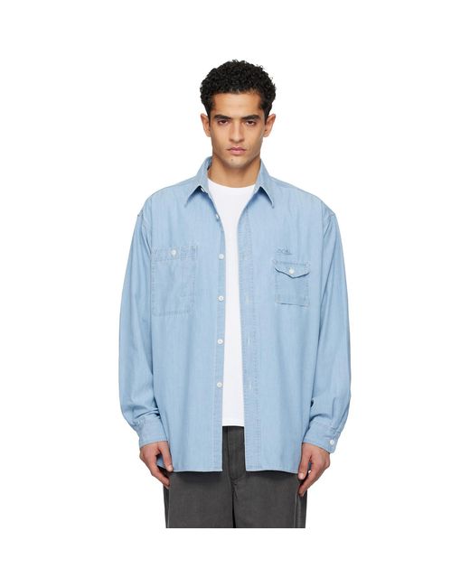 Nanamica Blue Ooal Regular Collar Chambray Shirt for men