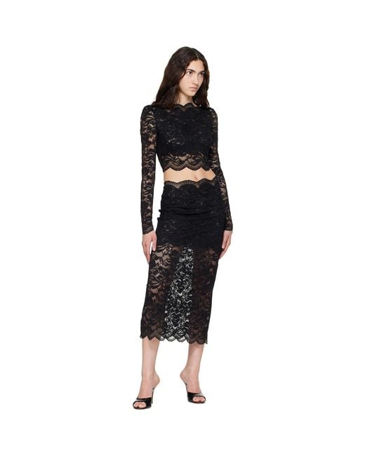 Rabanne Black Lace Midi Skirt