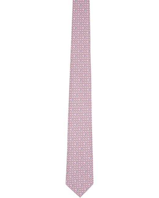 Zegna Black Pink Silk Tie for men