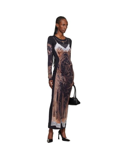 MARINE SERRE Black Ssense Exclusive Wet Nuisette Printed Jersey Ls Maxi Dress