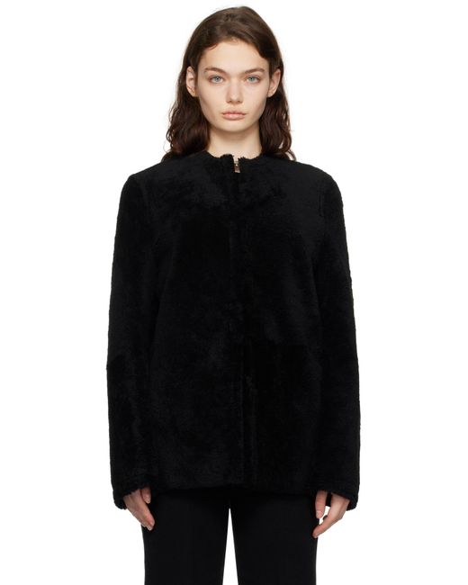 Blouson Noir En Peau Retournée À Glissière Totême  en coloris Black