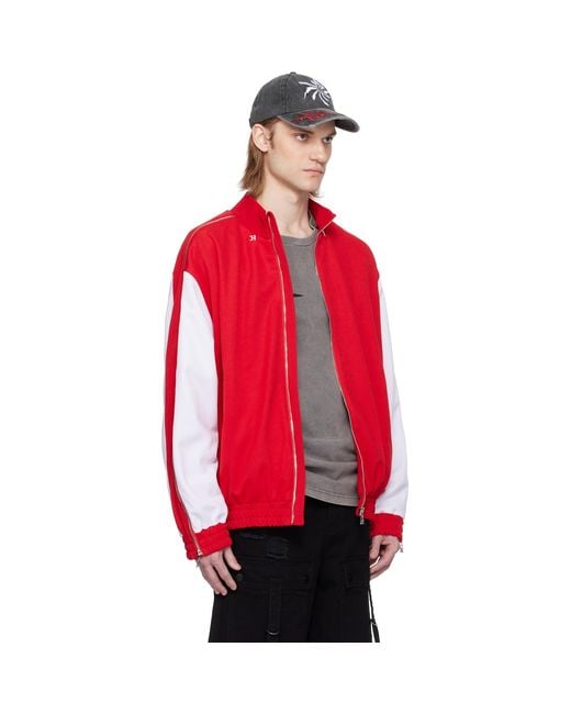 Kusikohc Red Full Zip Fleece Track Jacket for men