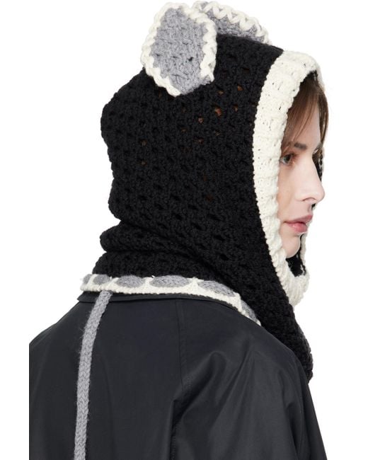 Marni Black Off- Wool Ears Balaclava