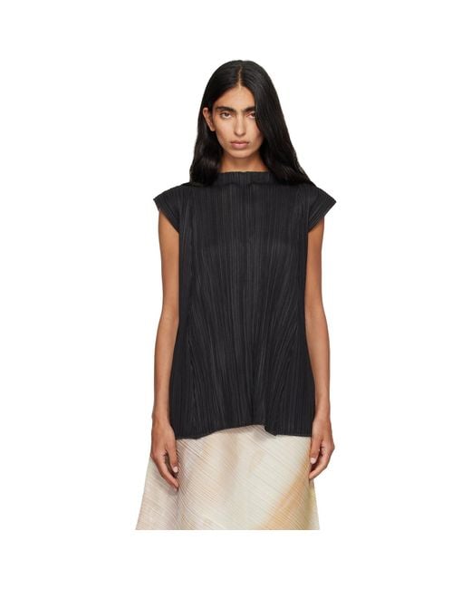 Pleats Please Issey Miyake Black Mellow Pleats Top