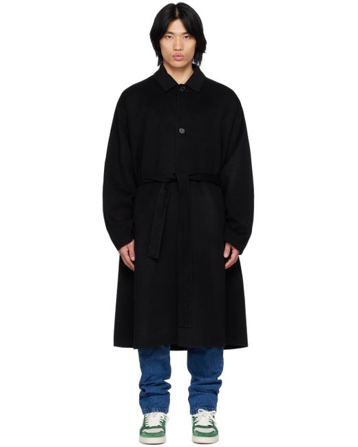 Acne Black Belted Coat for men