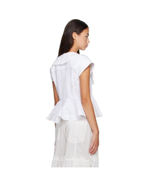 Ganni White Cotton Poplin Blouse