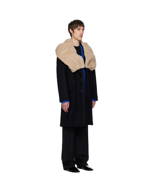 Dries Van Noten Black Wool Collar Coat for men