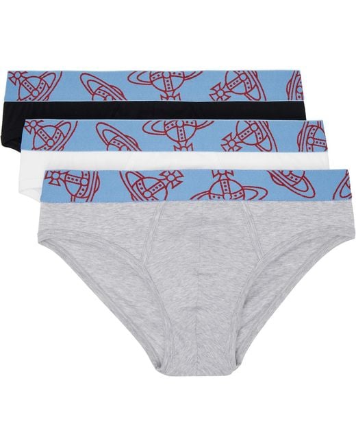 Vivienne Westwood Gray Three-Pack Slip Band Briefs for men