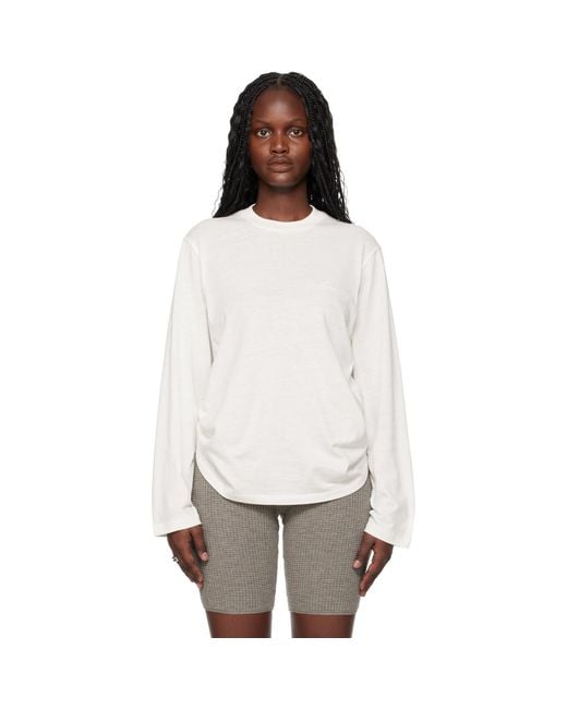 Fear Of God White Off- Holiday Embroidered Classic Fit Long Sleeve T-Shirt