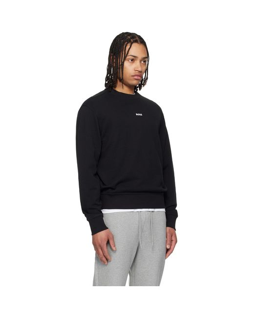 Boss Black Relaxed-Fit Cotton Terry Contrast Logo Sweatshirt for men