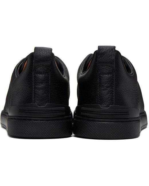 Zegna Black Triple Stitch Sneakers
