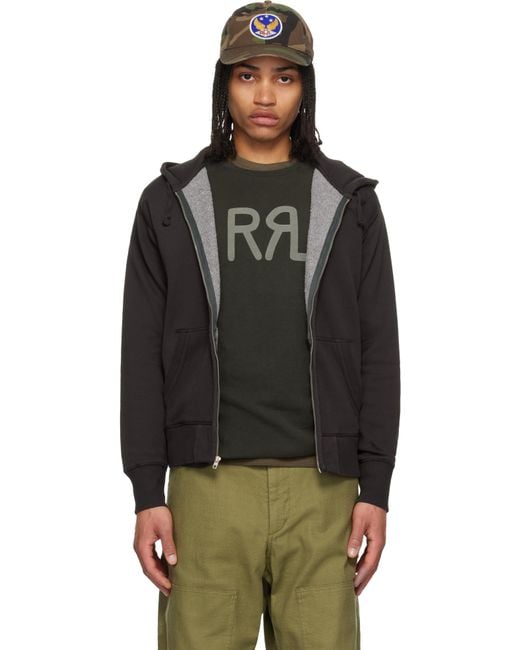 RRL Black Fleece Full-Zip Hoodie for men