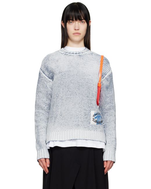 Acne ブルー＆ホワイト リラックスフィット セーター White