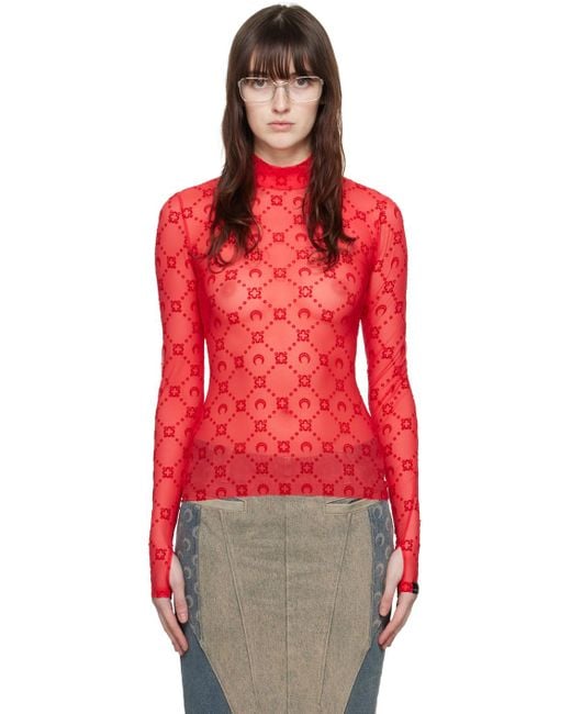 MARINE SERRE Red Moonogram Long Sleeve T-shirt