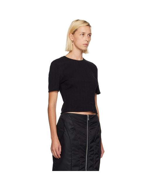 Simone Rocha Black Cropped Pointelle T-Shirt
