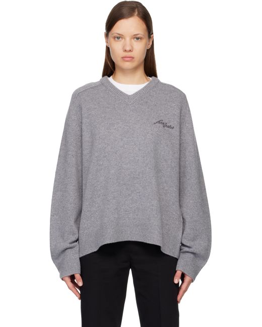 Acne Gray Wool V-Neck Sweater
