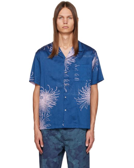 DOUBLE RAINBOUU Blue Printed Shirt for men