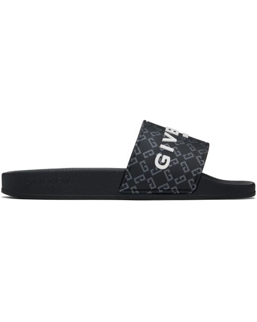 Givenchy Black Monogram 72 Pool Slides for men