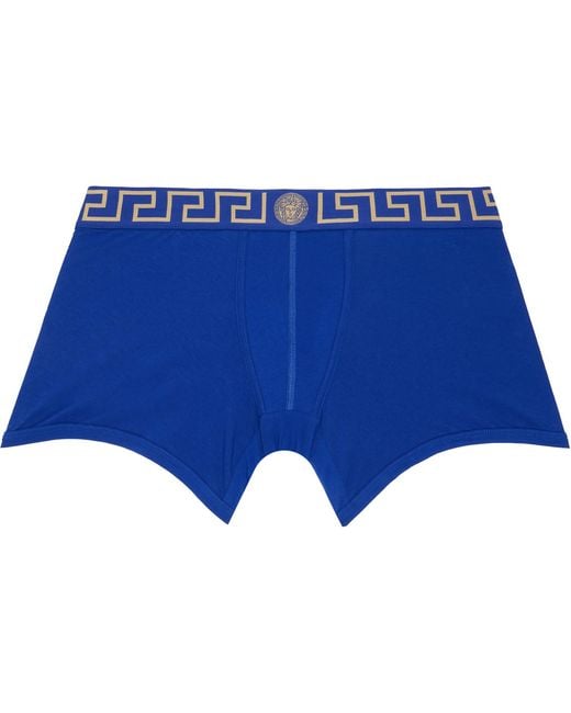 Versace Blue Cotton-Jersey Long Boxer Briefs for men