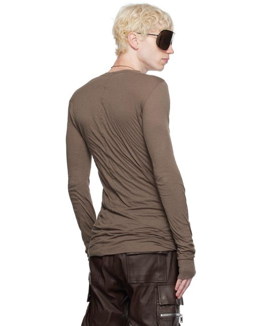 Rick Owens Brown Gray Double Long Sleeve T-shirt for men