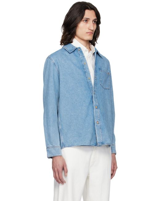 A.P.C. Blue Vittorio Denim Shirt for men