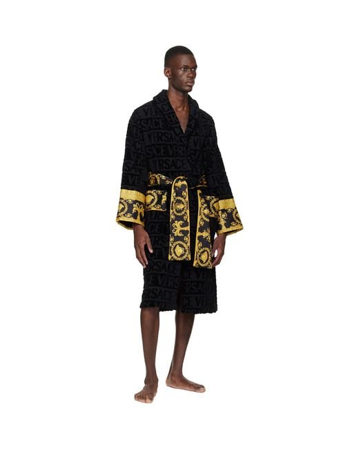 Versace Black 'I Heart Baroque' Bathrobe for men
