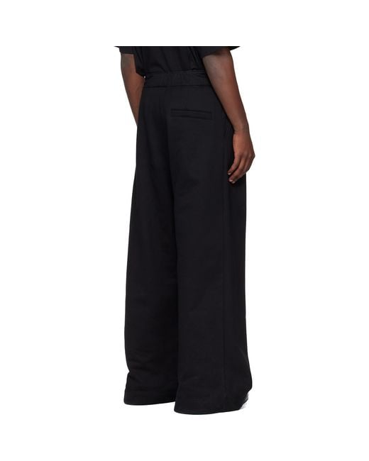 Dries Van Noten Black Pleated Sweatpants for men