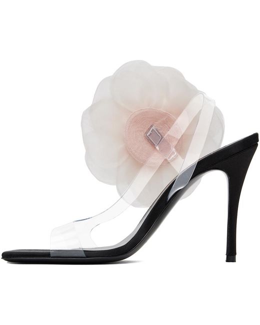Magda Butrym Black Organza Flower Heeled Sandals