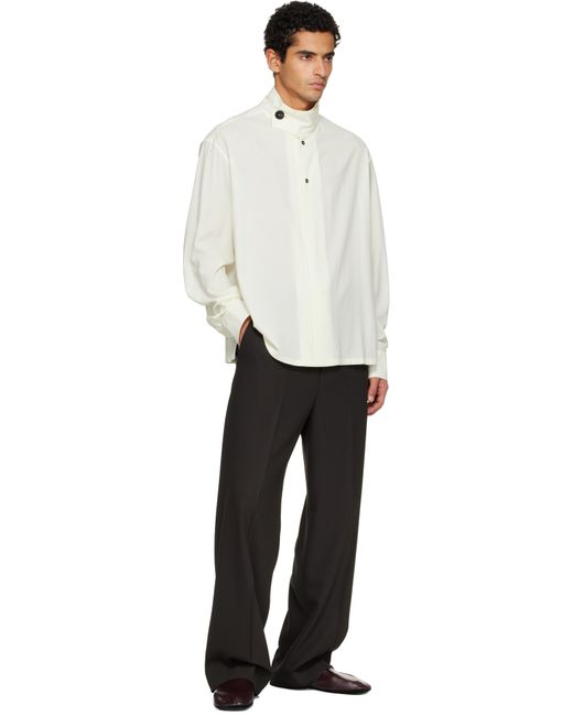 Lanvin White Off- Stand-Up Collar Shirt for men