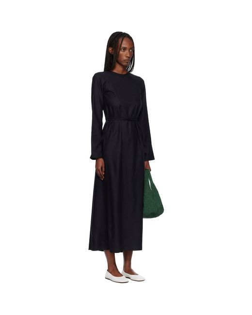 Baserange Black Long-Sleeve Apron Maxi Dress