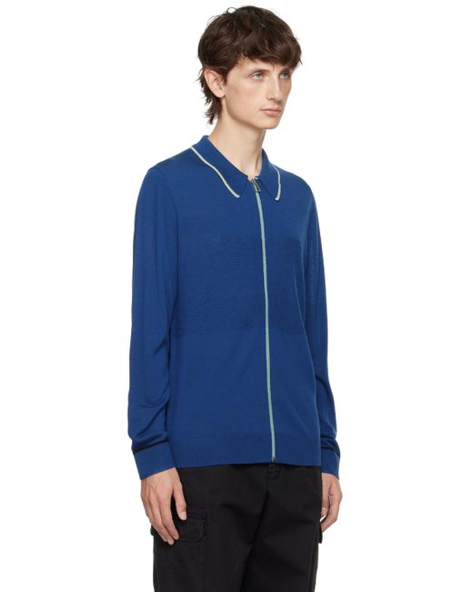 PS by Paul Smith Blue Zip Cardigan for men