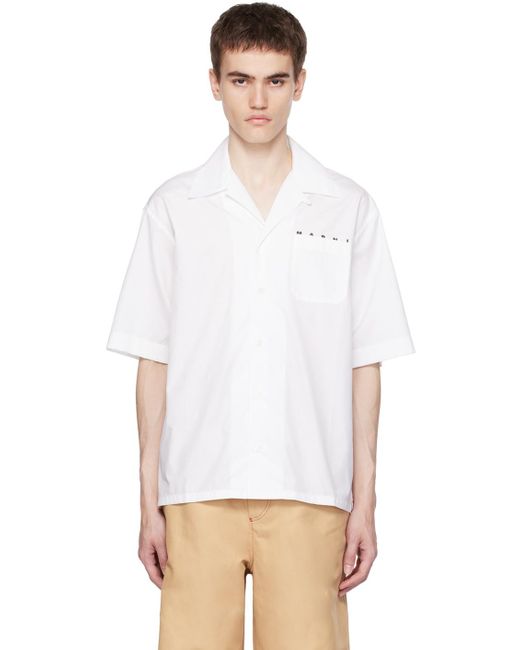 Chemise blanche à logo imprimé Marni pour homme en coloris White