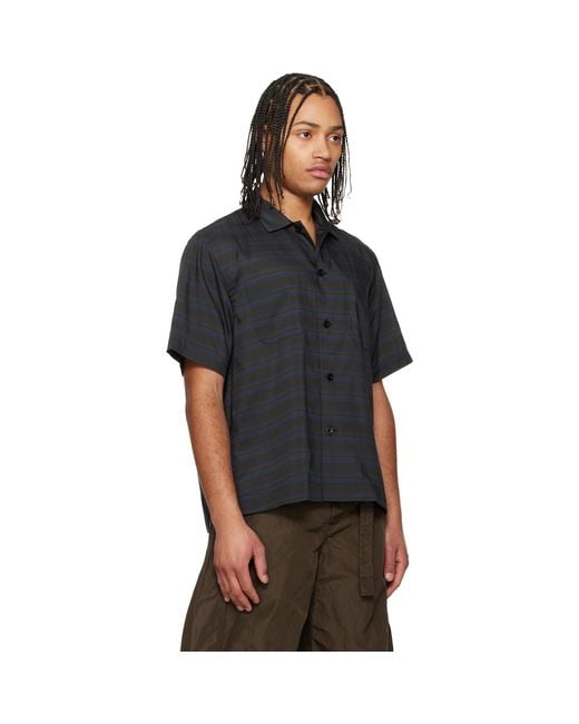 Sacai Black Horizontal Stripe Shirt for men