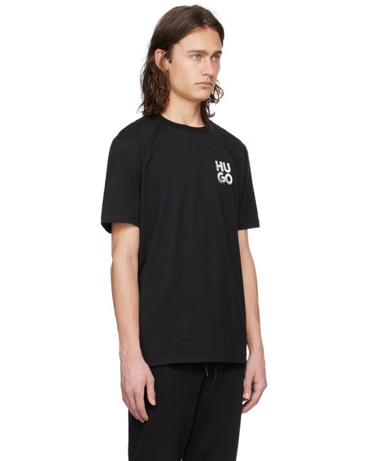 T-shirt noir à col ras du cou HUGO pour homme en coloris Black