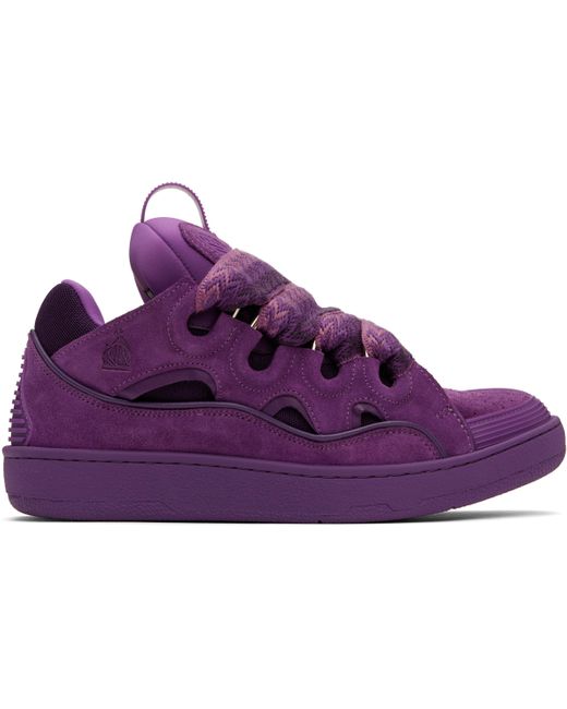 Lanvin Purple Curb Leather Sneakers for men