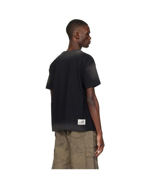 ANDERSSON BELL Black Essential Spray Wash Heart Message T-Shirt for men