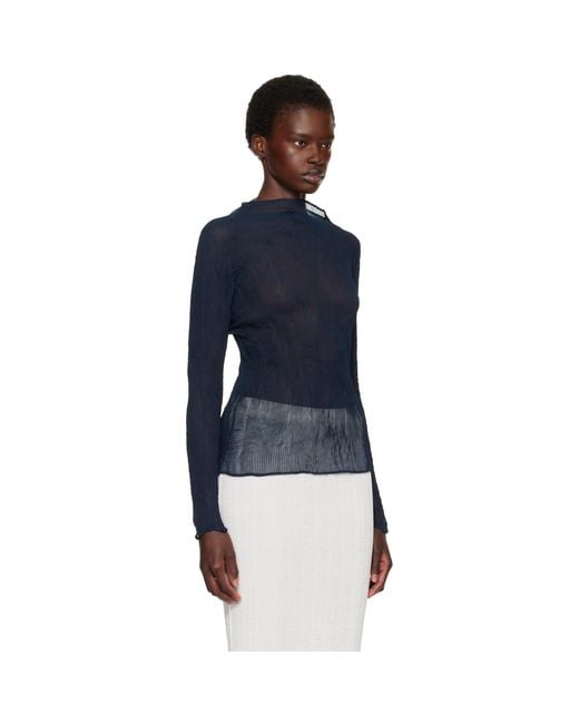 Issey Miyake Blue Chiffon Twist 1 Top