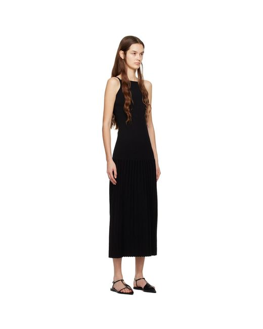 Wynn Hamlyn Black Accordion Slip Maxi Dress