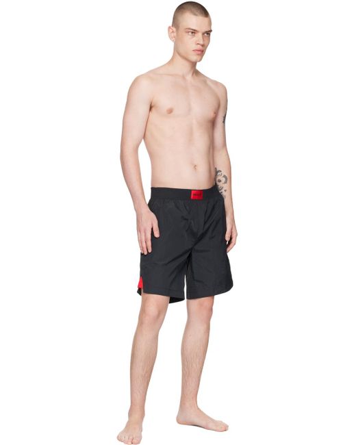 HUGO Black Patch Swim Shorts for men